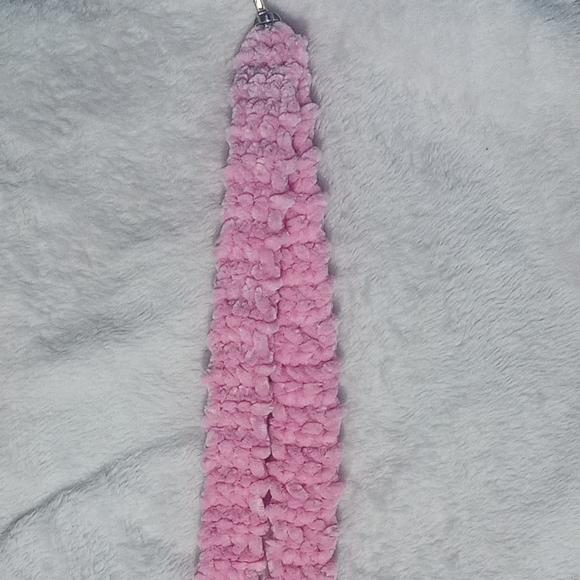 Pink plush n soft hand crocheted lanyard - Picture 2 of 3